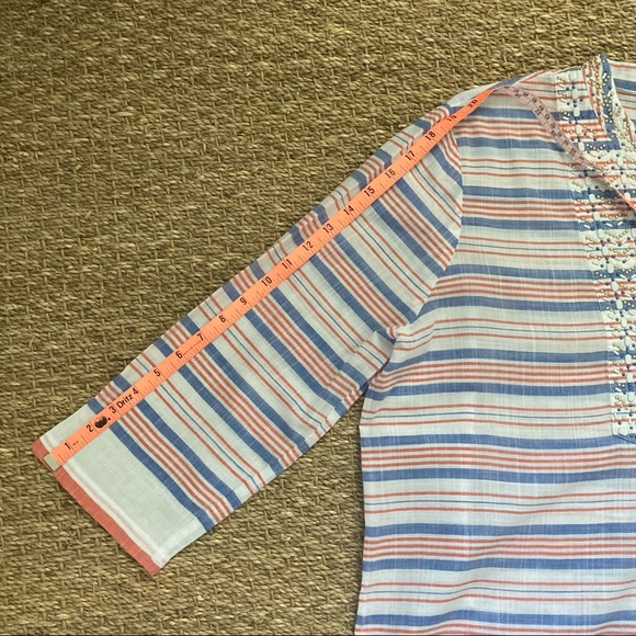 MICHAEL Michael Kors Beaded Tunic, White w/ Red & Blue Strip… - Picture 11 of 12